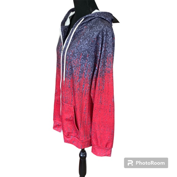 ETCYY Women's Color Block Hoodie Long Sleeve Casual Drawstring Full Zip Sz L - Picture 5 of 10